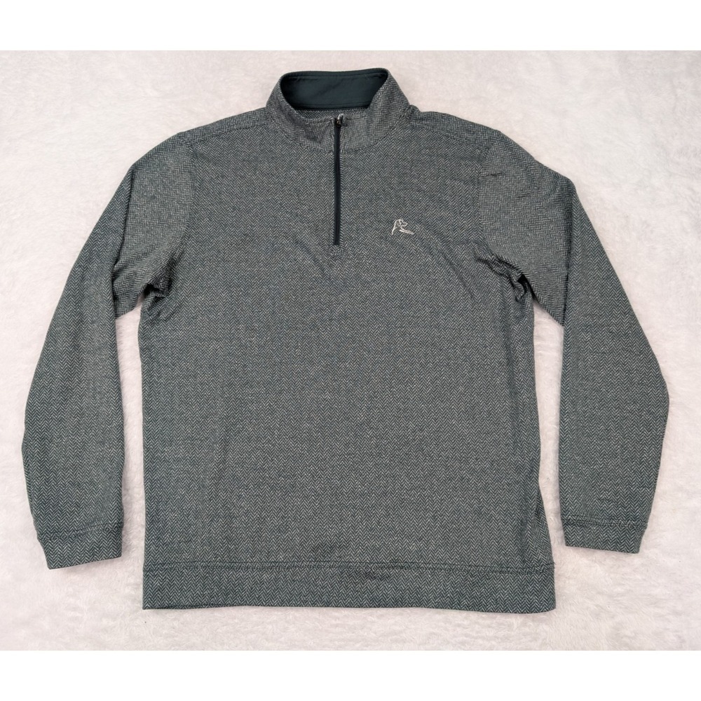 Rhoback 1/4 Zip Pullover Men's M Green Herringbone Performance Sweater Logo Golf